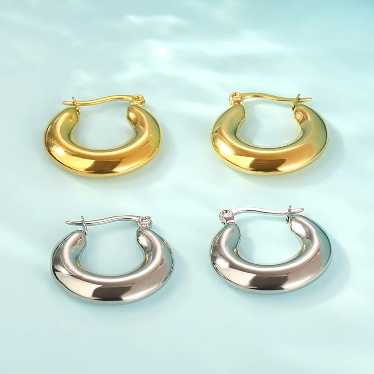 1 Pair Simple Style Solid Color 304 Stainless Steel 18K Gold Plated Earrings