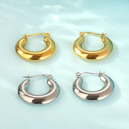 1 Pair Simple Style Solid Color 304 Stainless Steel 18K Gold Plated Earrings