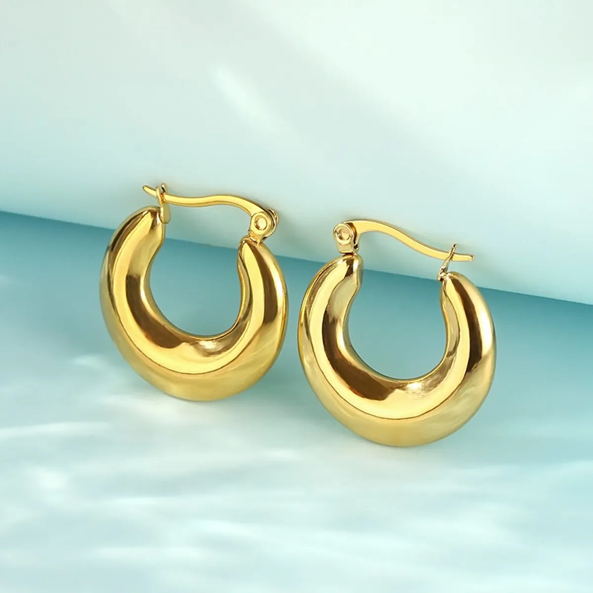 1 Pair Simple Style Solid Color 304 Stainless Steel 18K Gold Plated Earrings