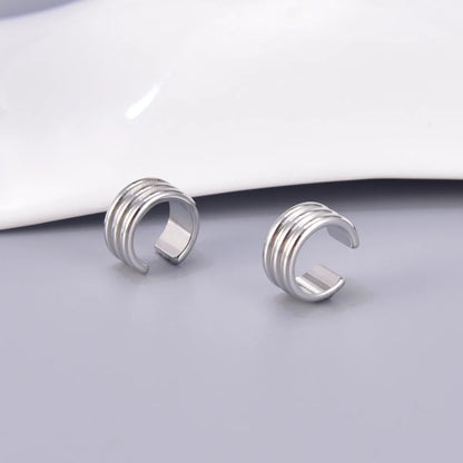 1 Pair Simple Style Solid Color 304 Stainless Steel Titanium Steel 18K Gold Plated Ear Cuffs