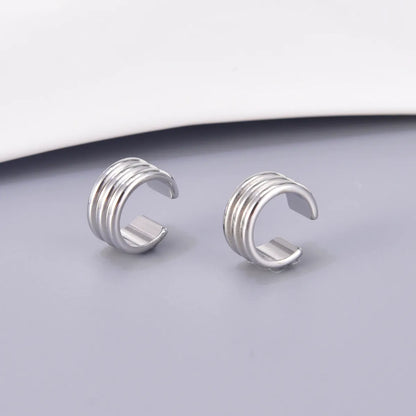 1 Pair Simple Style Solid Color 304 Stainless Steel Titanium Steel 18K Gold Plated Ear Cuffs