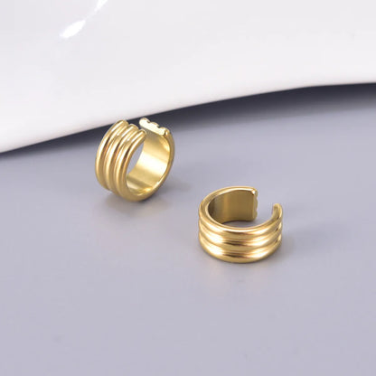 1 Pair Simple Style Solid Color 304 Stainless Steel Titanium Steel 18K Gold Plated Ear Cuffs