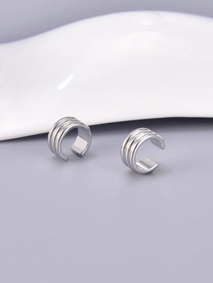 1 Pair Simple Style Solid Color 304 Stainless Steel Titanium Steel 18K Gold Plated Ear Cuffs