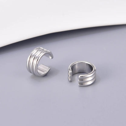 1 Pair Simple Style Solid Color 304 Stainless Steel Titanium Steel 18K Gold Plated Ear Cuffs