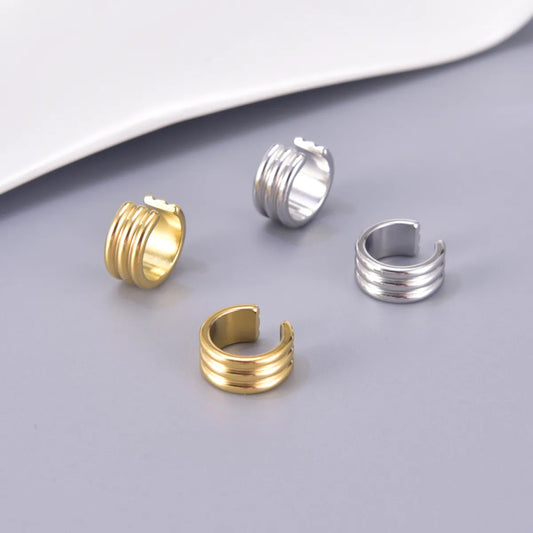 1 Pair Simple Style Solid Color 304 Stainless Steel Titanium Steel 18K Gold Plated Ear Cuffs