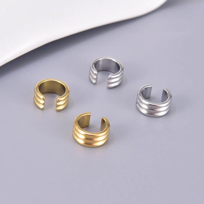 1 Pair Simple Style Solid Color 304 Stainless Steel Titanium Steel 18K Gold Plated Ear Cuffs