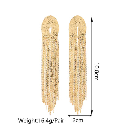 1 Pair Simple Style Solid Color Alloy Tassel Women'S Earrings