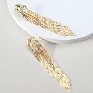 1 Pair Simple Style Solid Color Alloy Tassel Women'S Earrings