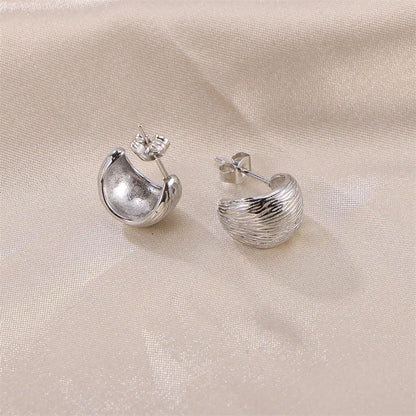 1 Pair Simple Style Solid Color C Shape Stainless Steel Ear Studs