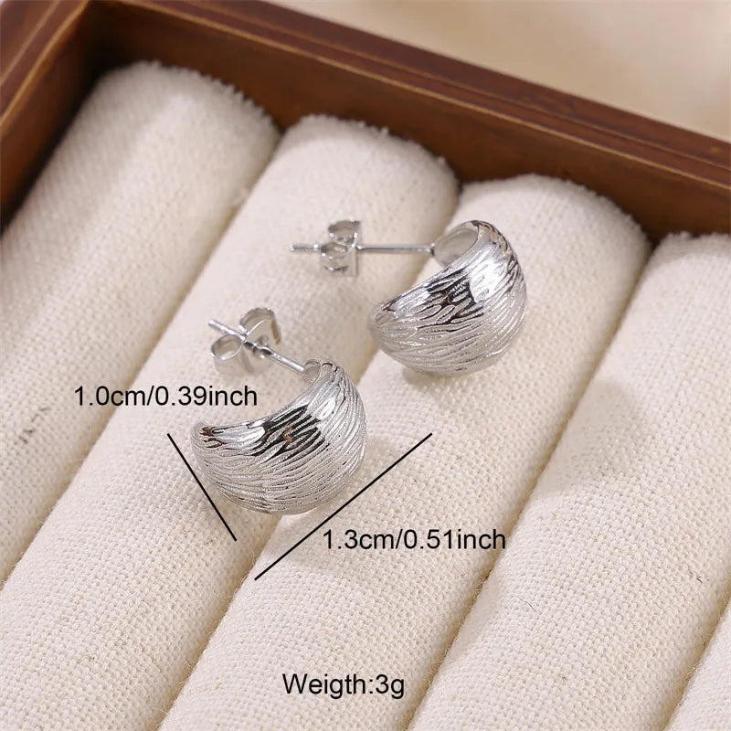 1 Pair Simple Style Solid Color C Shape Stainless Steel Ear Studs