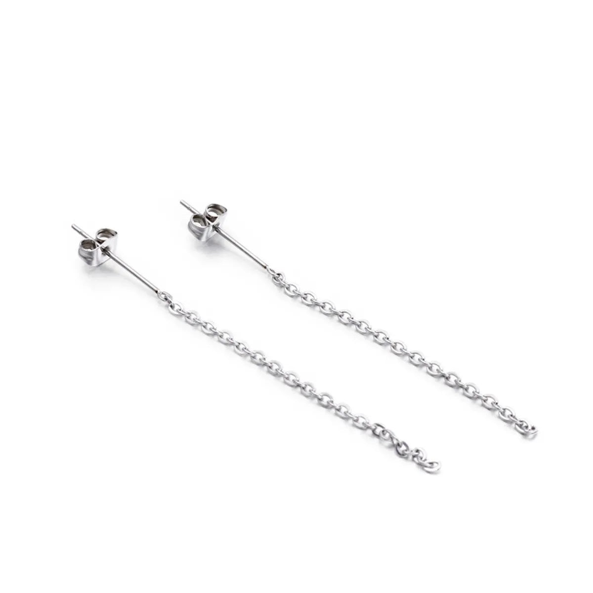 1 Pair Simple Style Solid Color Chain Stainless Steel Drop Earrings