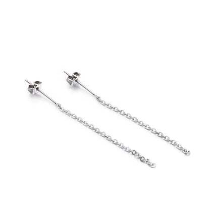 1 Pair Simple Style Solid Color Chain Stainless Steel Drop Earrings