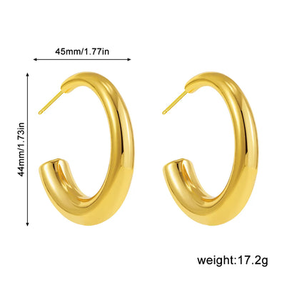 1 Pair Simple Style Solid Color Classic Style C Shape 304 Stainless Steel Ear Studs