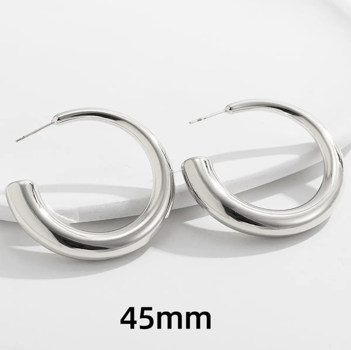 1 Pair Simple Style Solid Color Classic Style C Shape 304 Stainless Steel Ear Studs