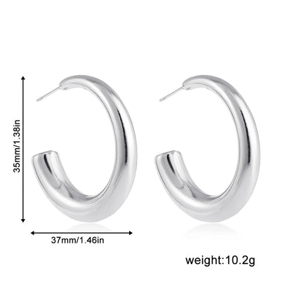 1 Pair Simple Style Solid Color Classic Style C Shape 304 Stainless Steel Ear Studs