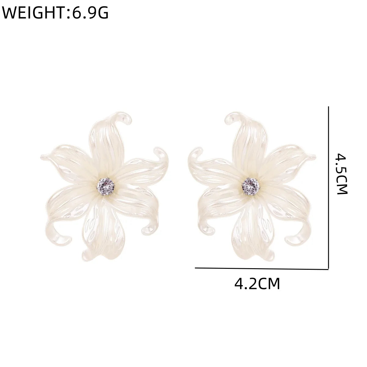 1 Pair Simple Style Solid Color Classic Style Flower Inlay Resin Zinc Alloy Rhinestones Ear Studs Ear Hook