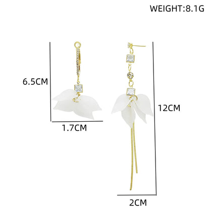 1 Pair Simple Style Solid Color Classic Style Flower Inlay Resin Zinc Alloy Rhinestones Ear Studs Ear Hook