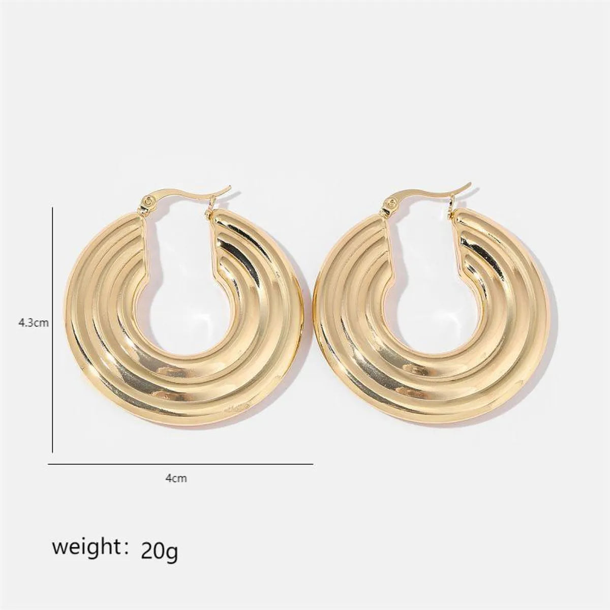 1 Pair Simple Style Solid Color Commute Geometric Semicircle Circle Plating Stainless Steel 18k Gold Plated Earrings