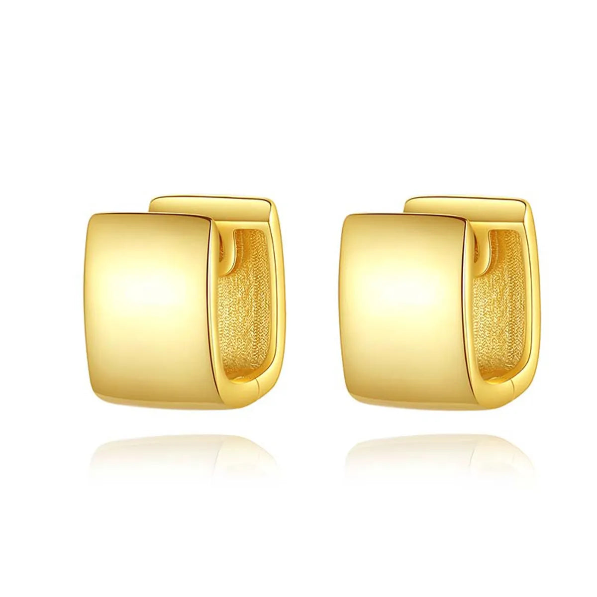 1 Pair Simple Style Solid Color Commute Square Polishing Sterling Silver K Gold Plated White Gold Plated Earrings