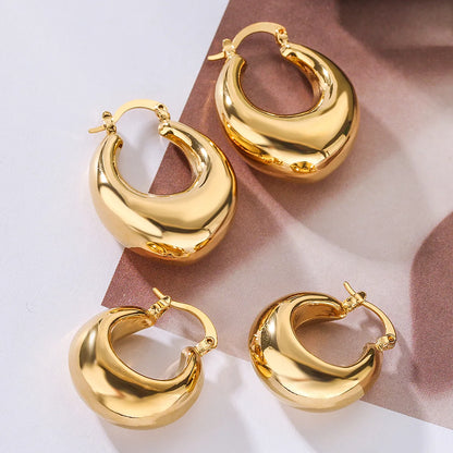 1 Pair Simple Style Solid Color Copper Plating 18k Gold Plated Earrings