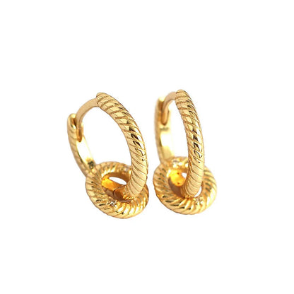 1 Pair Simple Style Solid Color Copper Plating Gold Plated Earrings