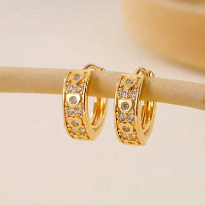 1 Pair Simple Style Solid Color Copper Zircon Earrings