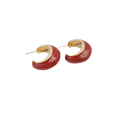 1 Pair Simple Style Solid Color Enamel Alloy Ear Studs