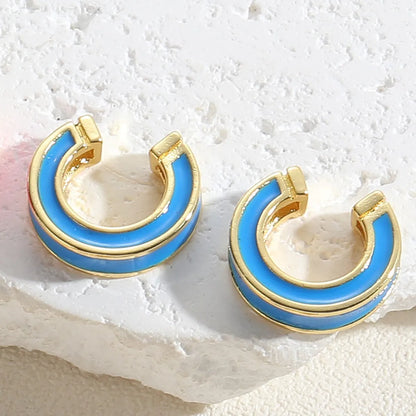 1 Pair Simple Style Solid Color Epoxy Plating Copper 14k Gold Plated Ear Cuffs