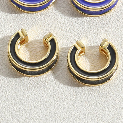 1 Pair Simple Style Solid Color Epoxy Plating Copper 14k Gold Plated Ear Cuffs