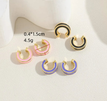 1 Pair Simple Style Solid Color Epoxy Plating Copper 14k Gold Plated Ear Cuffs