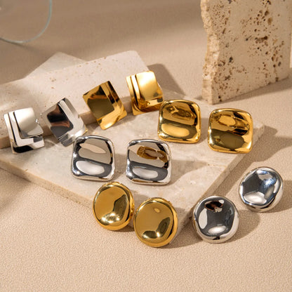 1 Pair Simple Style Solid Color Heishi Stainless Steel 18k Gold Plated Ear Studs