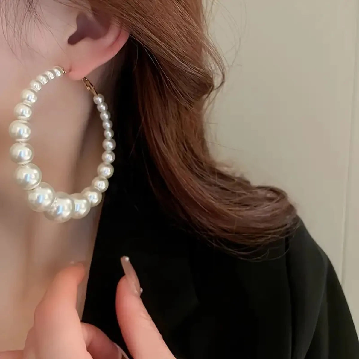 1 Pair Simple Style Solid Color Imitation Pearl Alloy Earrings