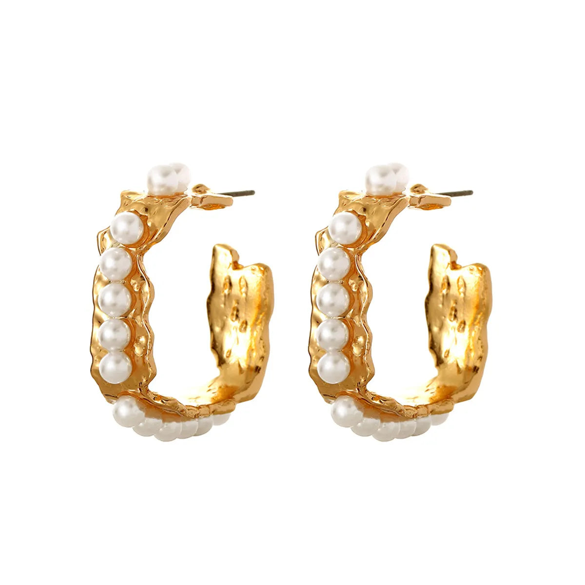 1 Pair Simple Style Solid Color Inlay Alloy Pearl Earrings