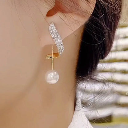 1 Pair Simple Style Solid Color Inlay Alloy Zircon Drop Earrings