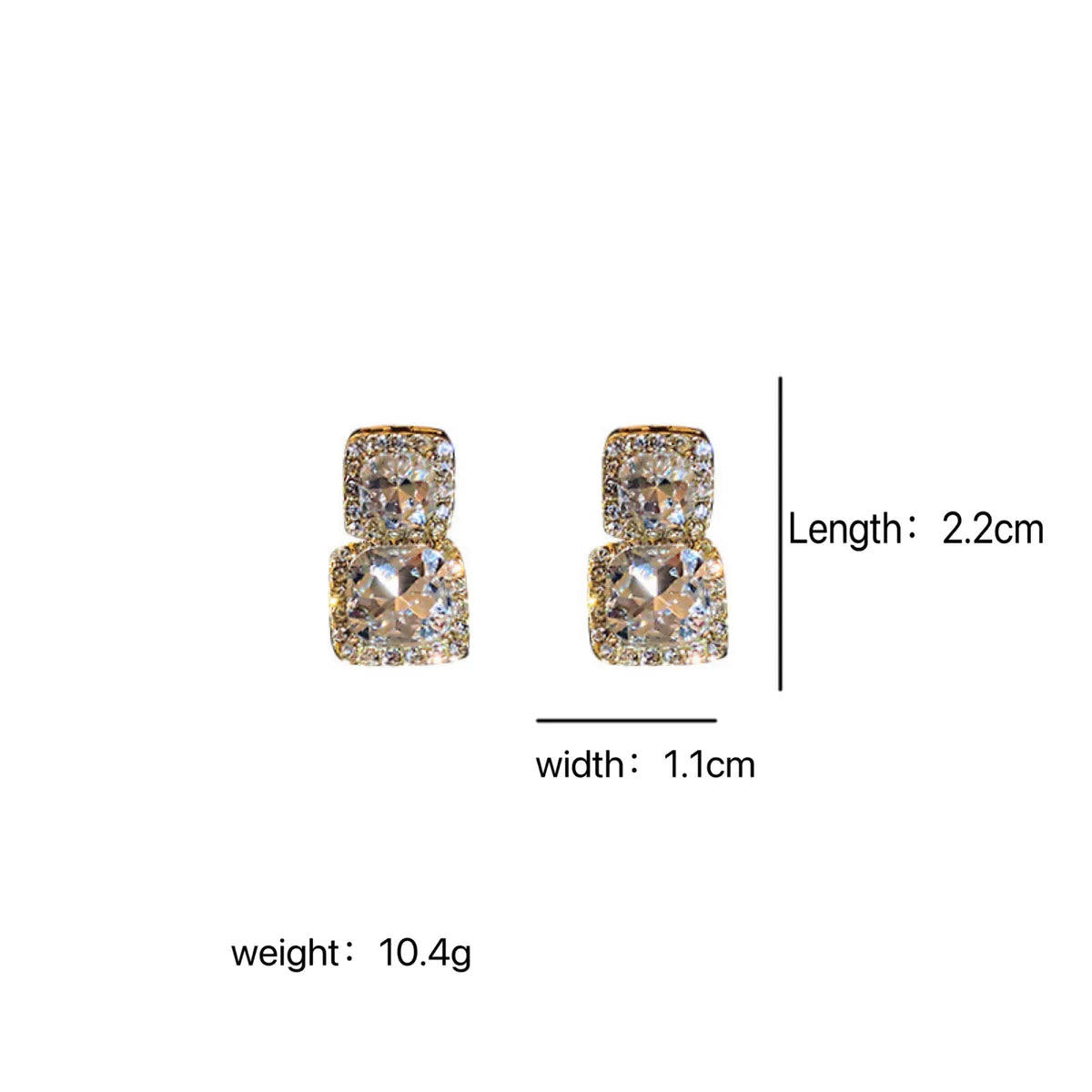 1 Pair Simple Style Solid Color Inlay Alloy Zircon Drop Earrings