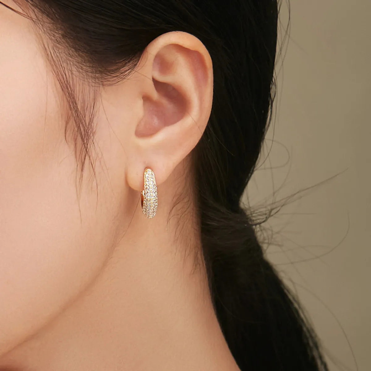 1 Pair Simple Style Solid Color Inlay Copper Zircon Ear Studs