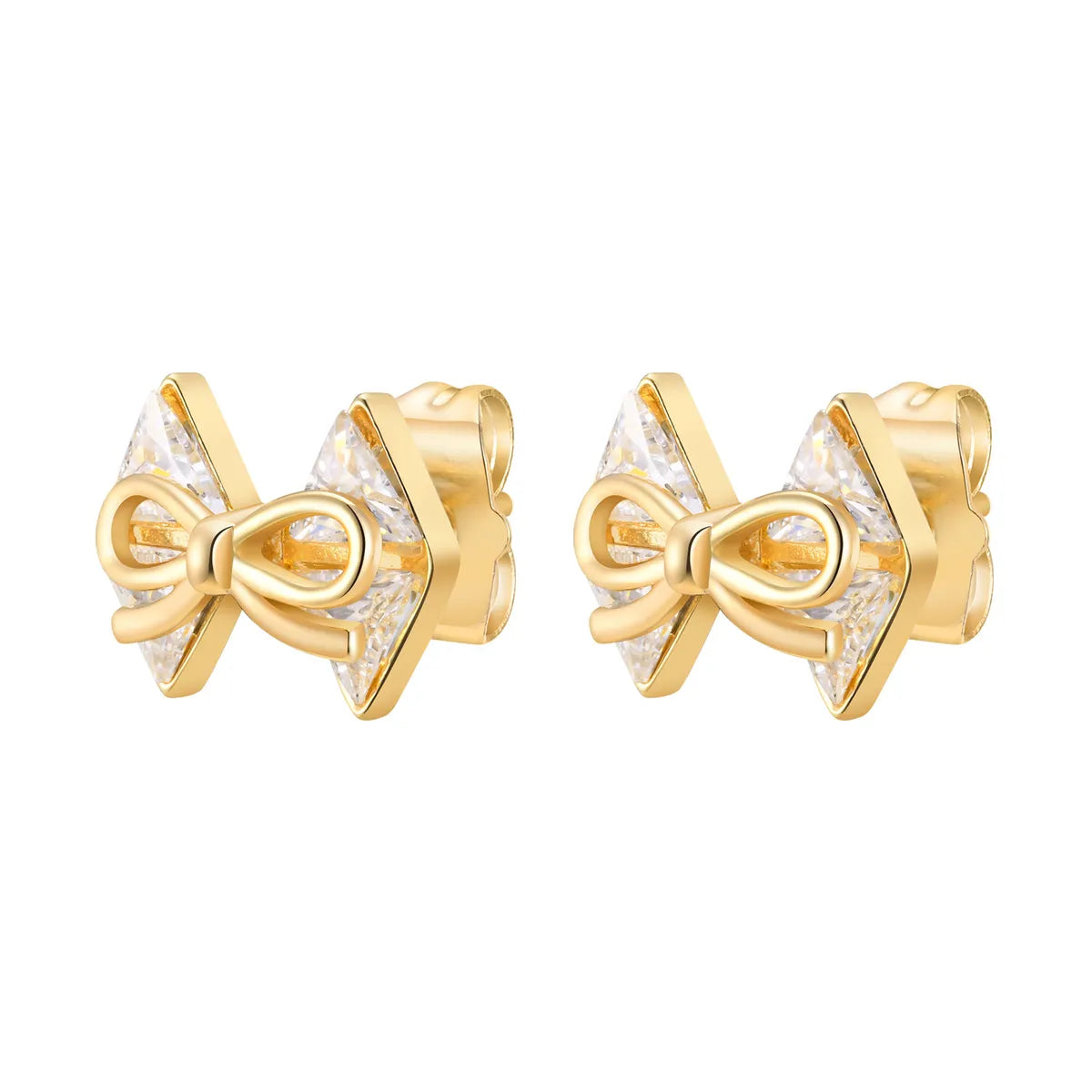 1 Pair Simple Style Solid Color Inlay Copper Zircon Ear Studs