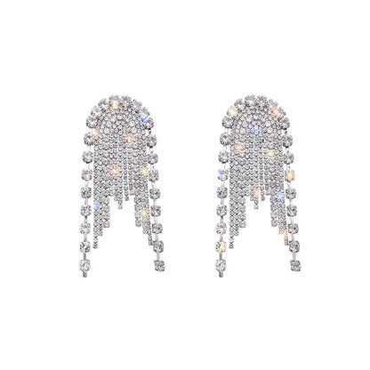 1 Pair Simple Style Solid Color Inlay Metal Rhinestones Drop Earrings