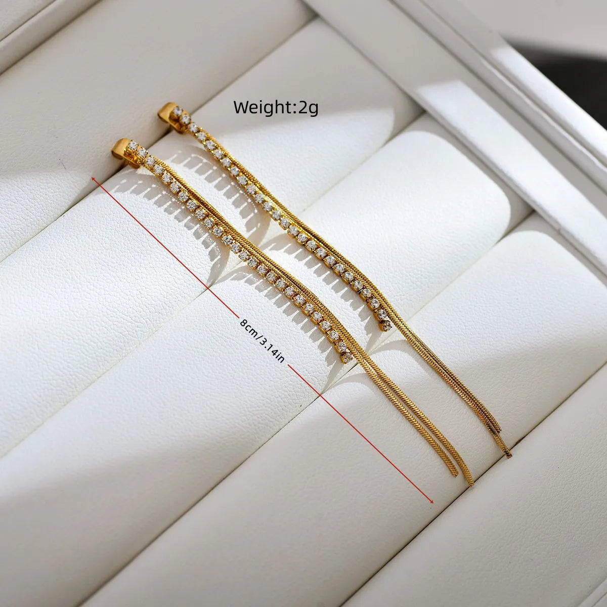 1 Pair Simple Style Solid Color Inlay Stainless Steel Zircon 18k Gold Plated Drop Earrings