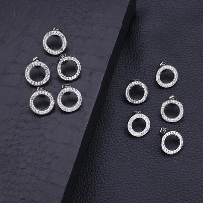 1 Pair Simple Style Solid Color Inlay Stainless Steel Zircon Ear Studs