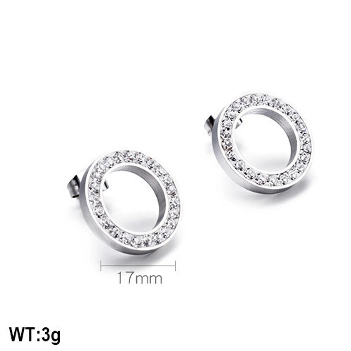 1 Pair Simple Style Solid Color Inlay Stainless Steel Zircon Ear Studs