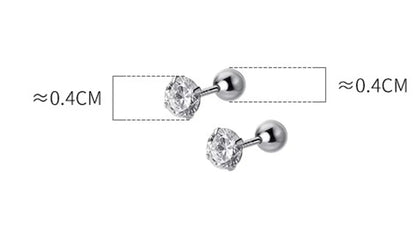 1 Pair Simple Style Solid Color Inlay Sterling Silver Zircon Ear Studs