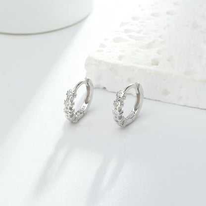 1 Pair Simple Style Solid Color Inlay Sterling Silver Zircon Earrings