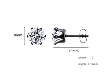 1 Pair Simple Style Solid Color Inlay Titanium Steel Zircon Ear Studs