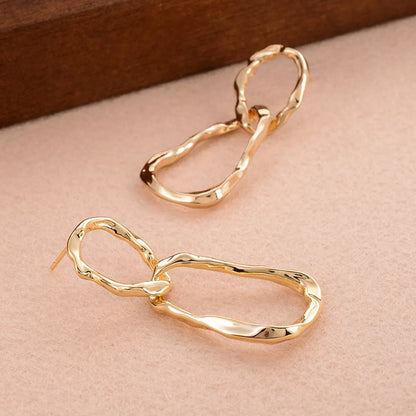 1 Pair Simple Style Solid Color Irregular Plating Alloy 14k Gold Plated Drop Earrings