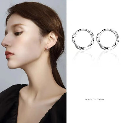 1 Pair Simple Style Solid Color Irregular Sterling Silver Earrings