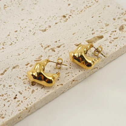 1 Pair Simple Style Solid Color Irregular Titanium Steel Ear Studs