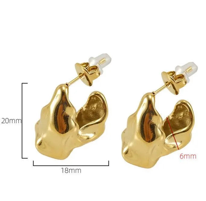 1 Pair Simple Style Solid Color Irregular Titanium Steel Ear Studs