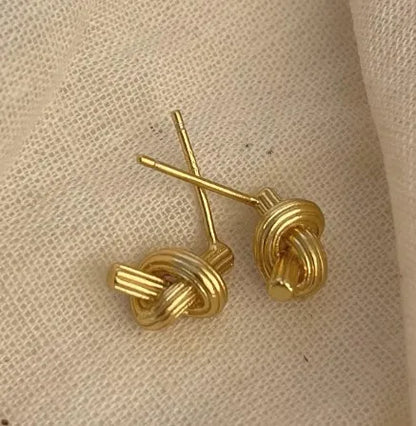 1 Pair Simple Style Solid Color Knot Plating Sterling Silver Ear Studs