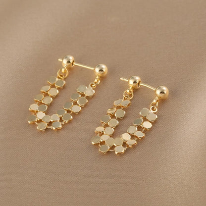 1 Pair Simple Style Solid Color Patchwork Alloy Ear Studs